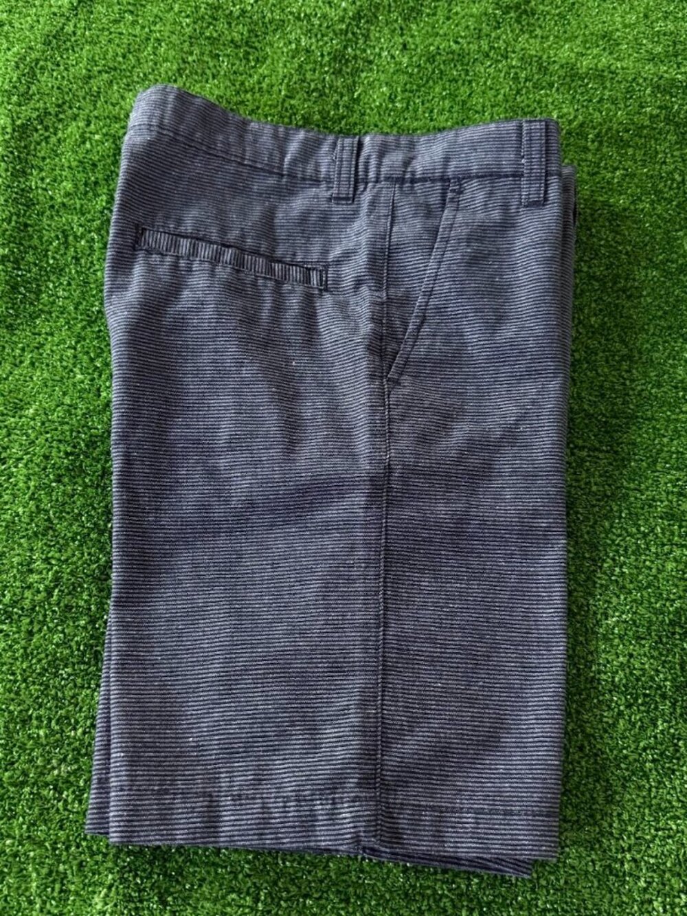 Distortion Boys 7 Navy Blue Pinstripe Chino Shorts Cotton Pockets Flat Front